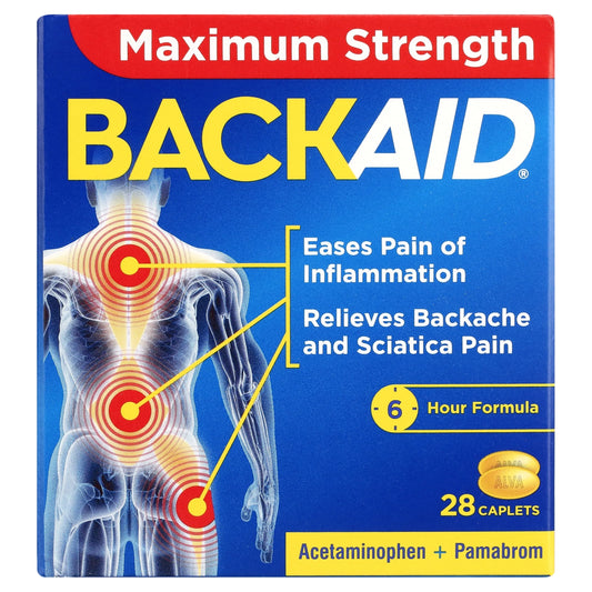 Back-Aid Maximum Strength Acetaminophen & Pamabrom Pain Relief, 28 Ct